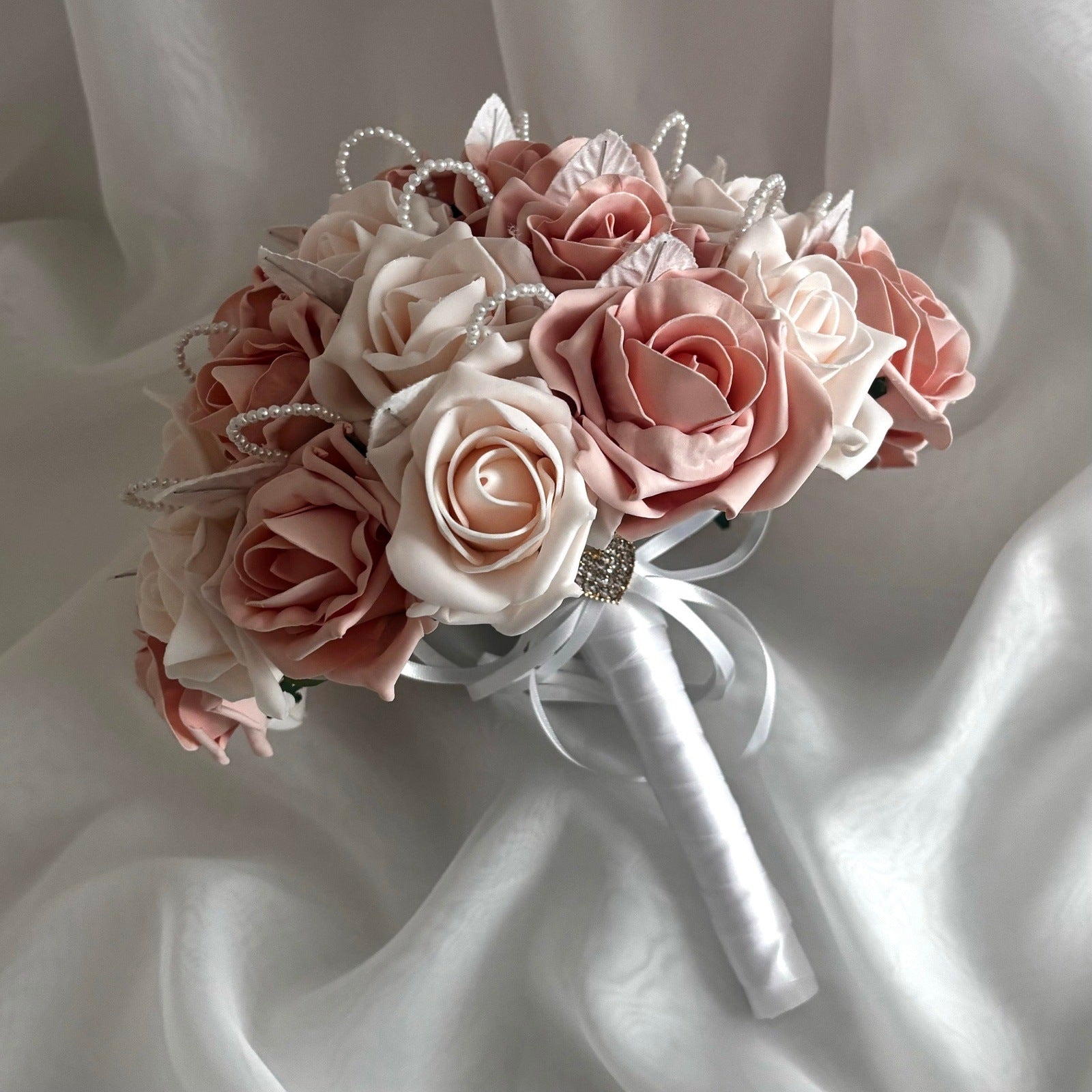 Artificial Wedding Bouquet & Boutonniere Set - Realistic Silk Bridal Flowers for Ceremony (FL73) | Perfect for Brides, Bridesmaids, and Wedding Decorations