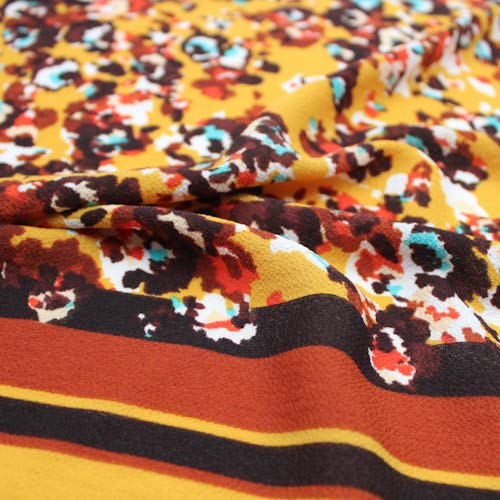 Golden Mustard Aqua Animal Print Chiffon Fabric - DIY Dresses & Scarves