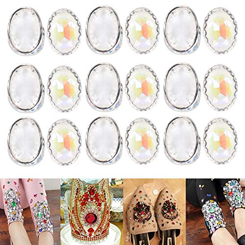 20Pcs Sparkling Oval Rhinestones for Dance Headwear, Wedding Decor, Clothing & Shoe Embellishment - Egg White | DIY Costume Accessories, Party Dress Decorations, Craft Projects