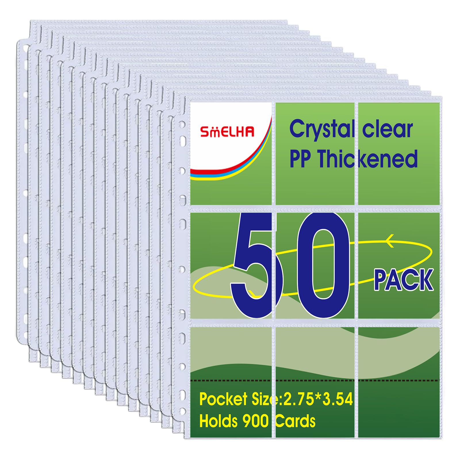 50 Pack 9-Pocket Page Protectors - Clear Trading Card Sleeves for Baseball, MTG, Skylanders, Football & Game Cards | Premium Archival Quality Sheets for Collectors & Organizers | Perfect for Card Storage, Binders & Portfolio Displays