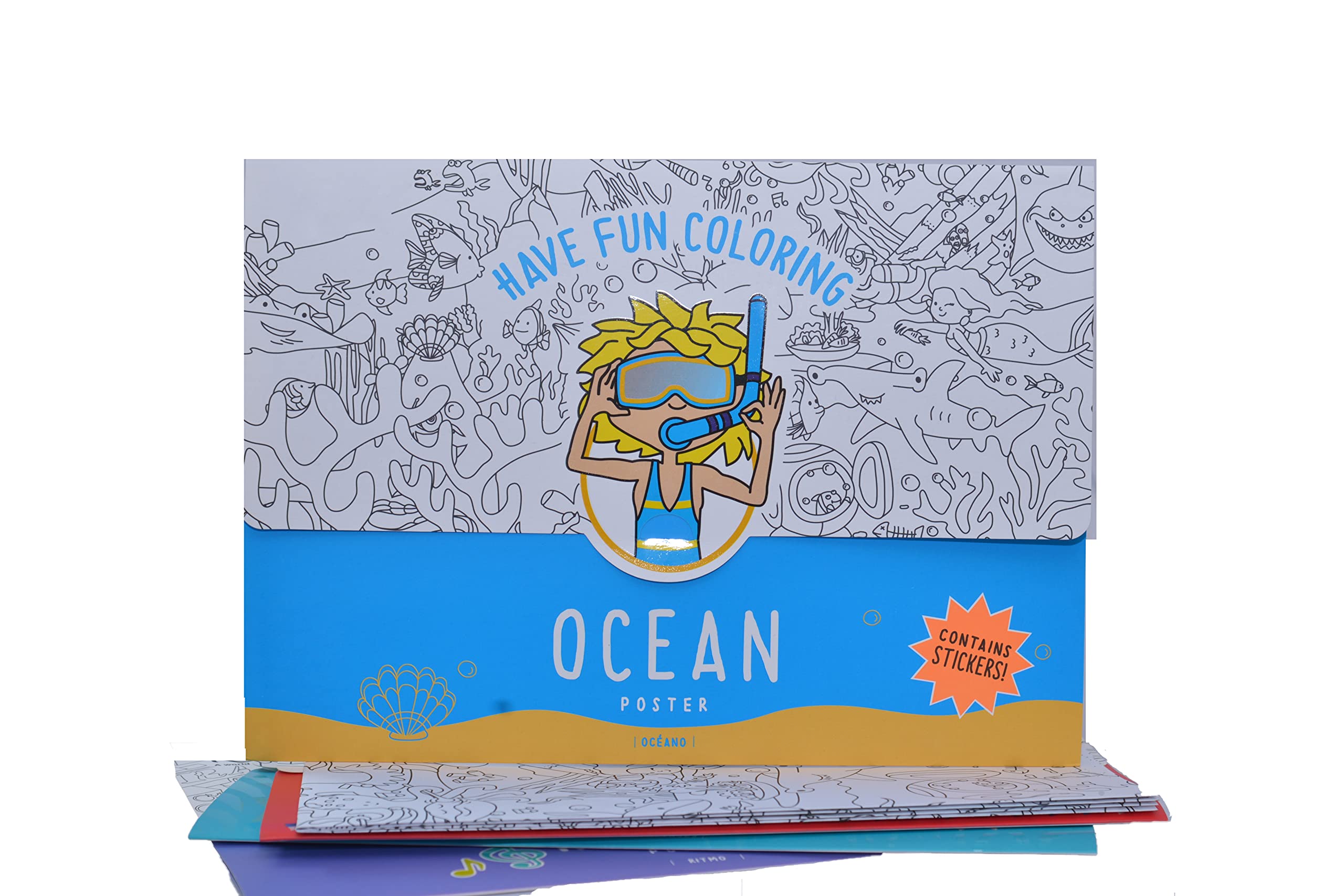 Large Coloring Poster 27x40 Inches - Durable & Resistant Paper for Kids & Adults - Includes Folder & 2 Sticker Sheets - Perfect for Family Art Time, Classroom Activities & Creative Gift