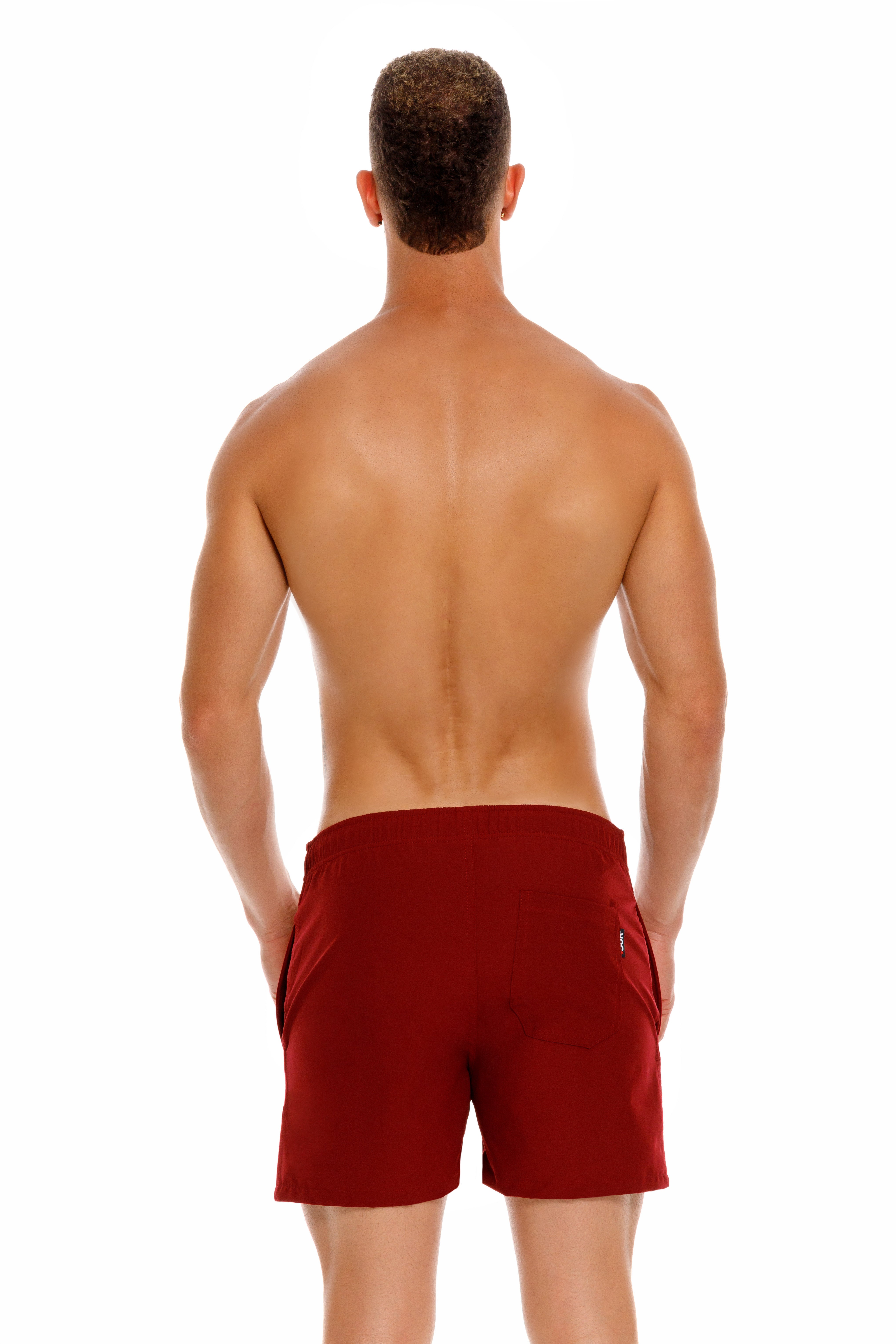 JOR Brixton 4 Men's Swim Shorts - Quick Dry Swim Trunks with Liner - Wine Red - Perfect for Beach, Pool & Water Sports