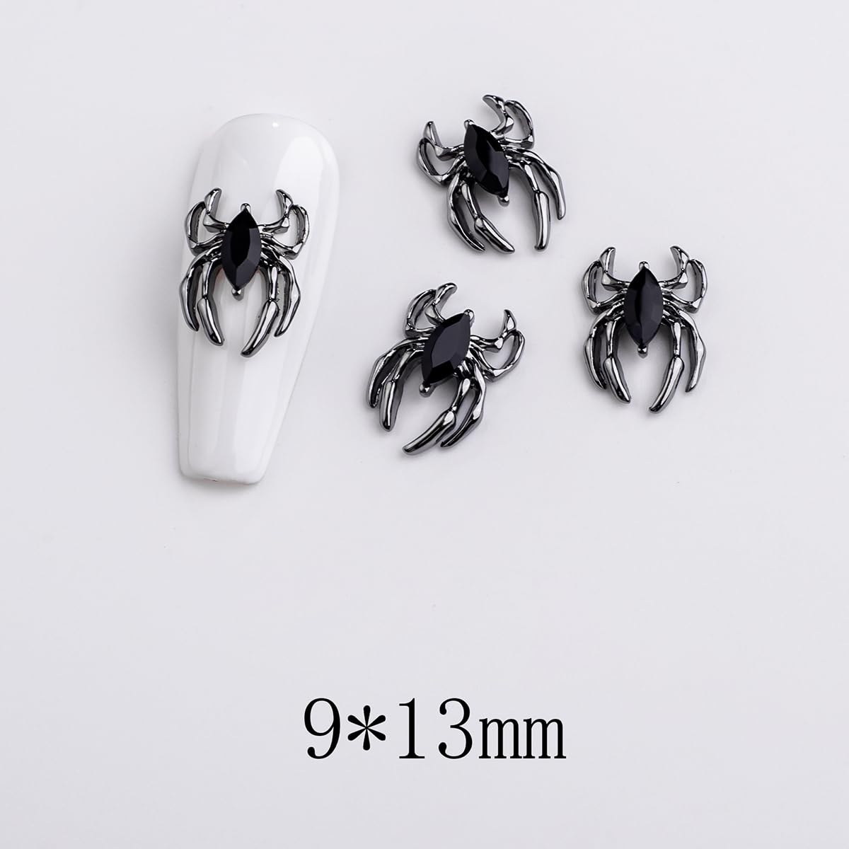 Black and Red Spider Nail Charms - Halloween Acrylic Nail Gems & Rhinestones for Women & Girls - DIY Manicure Jewelry Decor Accessories - Perfect for Halloween Parties, Nail Art Designs, and Spooky Themed Manicures