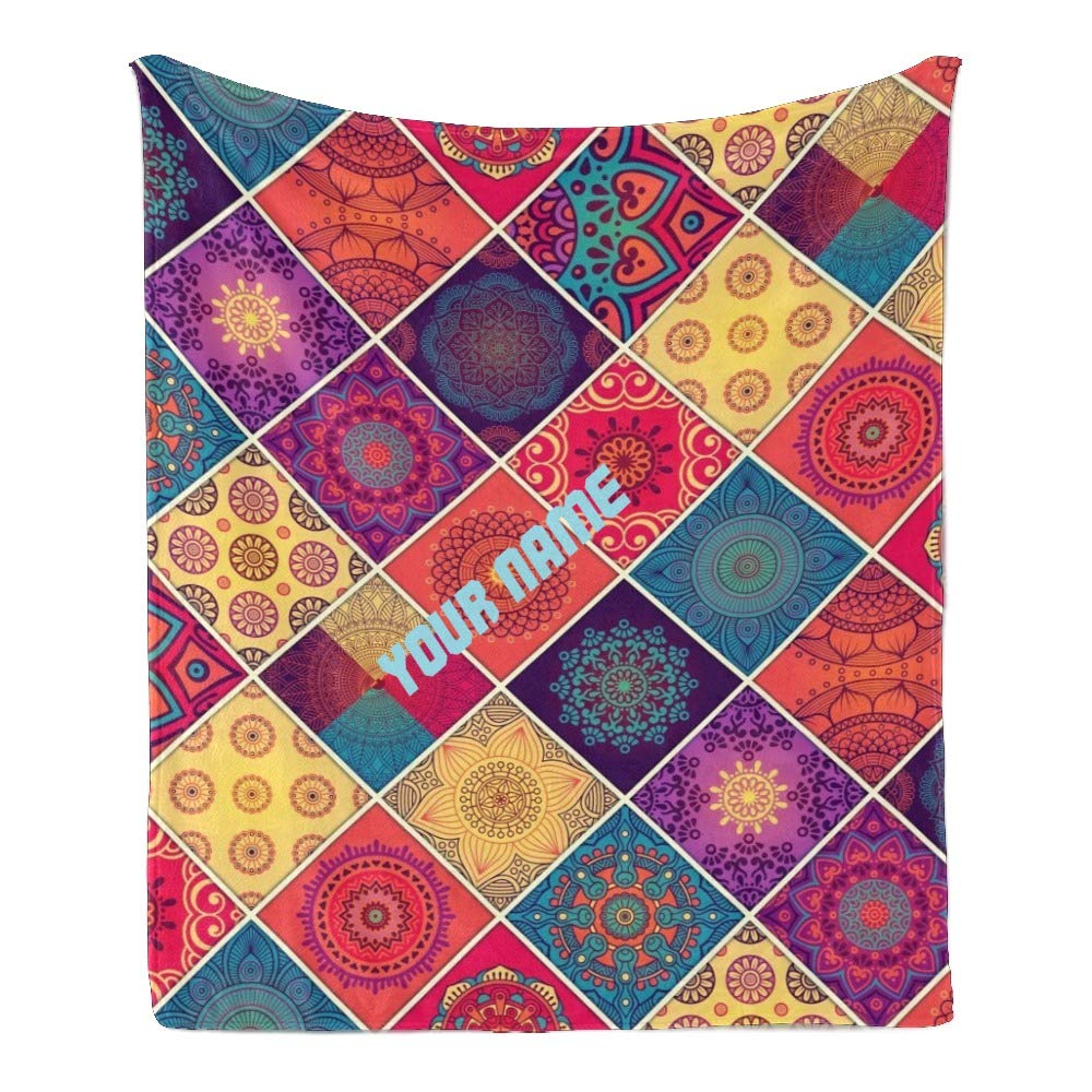 Personalized Vintage Moroccan Ottoman Fleece Blanket with Custom Name - Super Soft 50x60 Inch Throw for Couch, Sofa & Bed - Perfect for Gifts, Home Decor & Cozy Evenings