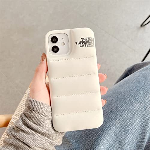Luxury 3D Puffer Case for iPhone 11 Pro (5.8 Inch 2019) - Soft Touch Down Jacket Style Protective Cover with Anti-Scratch Microfiber Lining - Perfect for Winter Fashion & Everyday Protection (White)