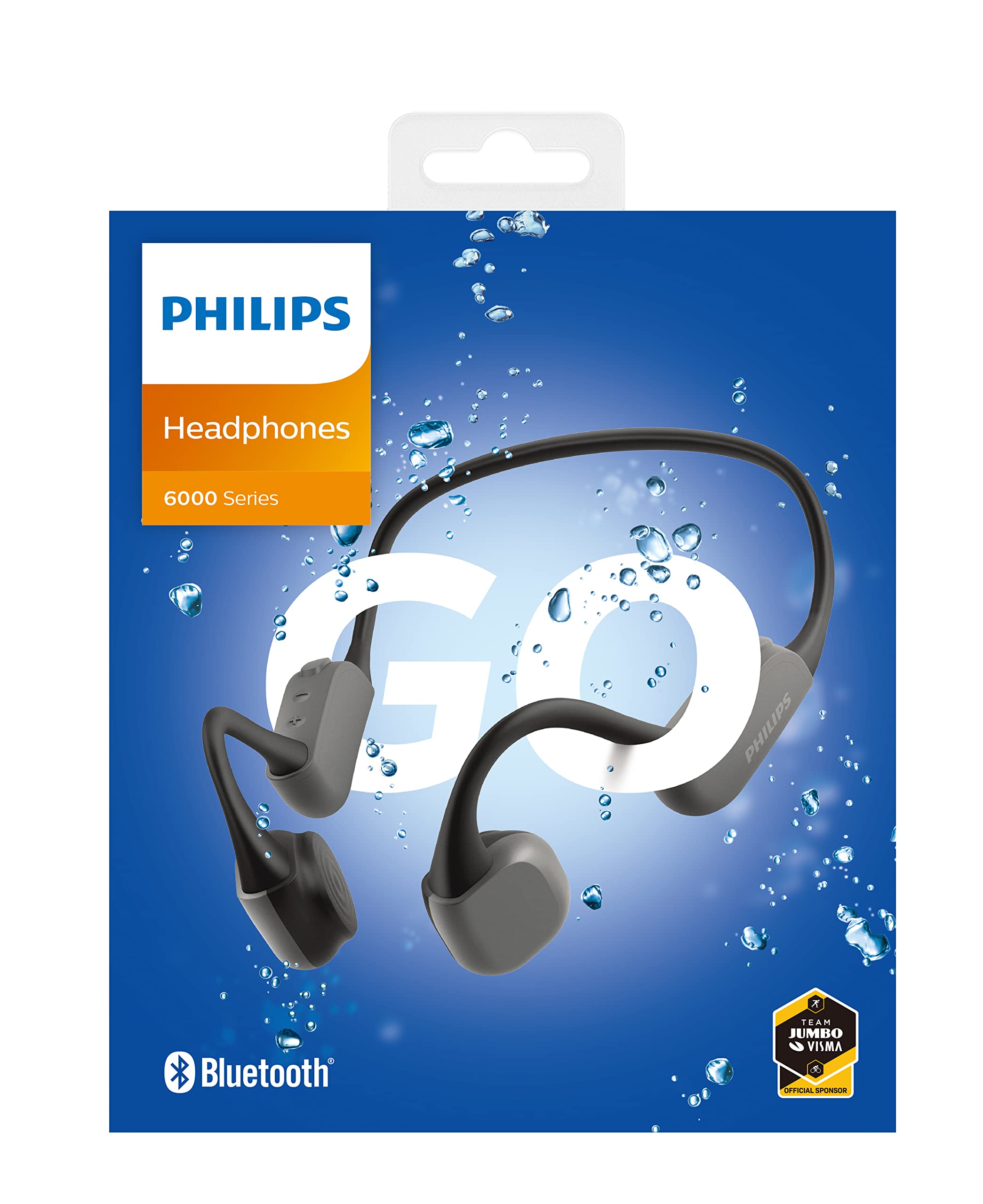 PHILIPS TAA6606BK Bone Conduction Open Ear Wireless Bluetooth Headphones - IP67 Waterproof Sports Earphones with Mic, 9H Playtime & Night Light - Perfect for Running, Cycling, Gym Workouts & Outdoor Activities