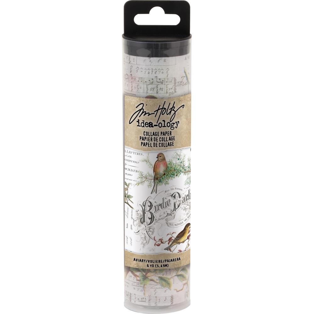 Tim Holtz Idea-Ology Collage Paper Rolls - Entomology, Botanical & Aviary Designs - 3-Pack for Scrapbooking, Junk Journaling & Mixed Media Art Projects