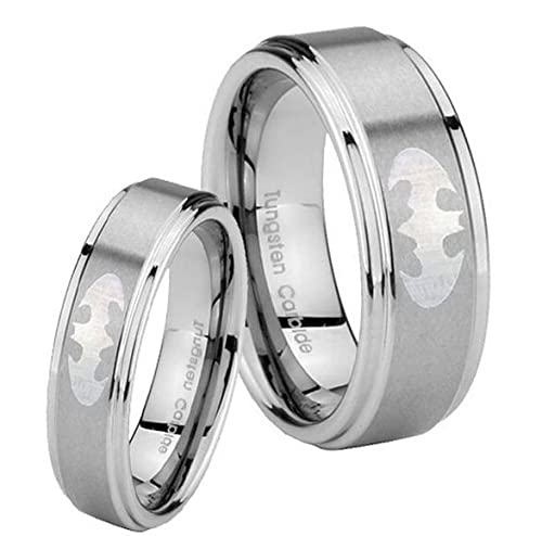 2Pcs Batman Titanium Steel Rings for Men & Women - Personalized Couple Rings, Durable & Hypoallergenic Jewelry for Nightclub, Cosplay, Gifts & Everyday Wear