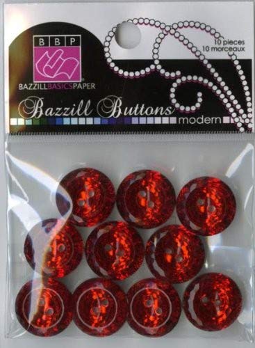 Bazzill Basics Paper Candy Apple Modern Buttons - Red Scrapbooking Embellishments for Cards, DIY Crafts & Home Decor Projects