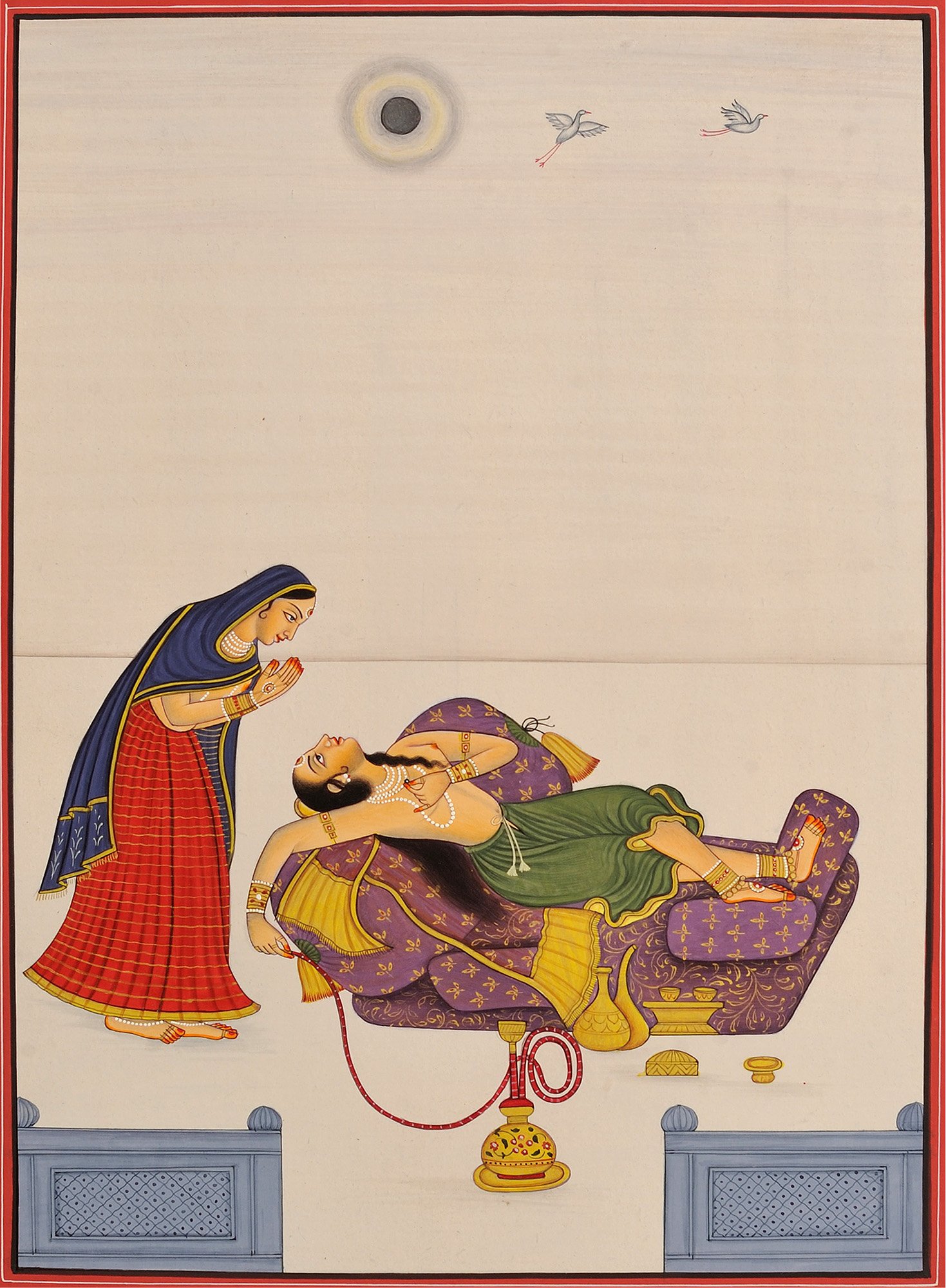 Desperate Passion Bundi School Watercolor Painting on Paper by Kailash Raj - Indian Miniature Art for Home Decor & Gift Giving