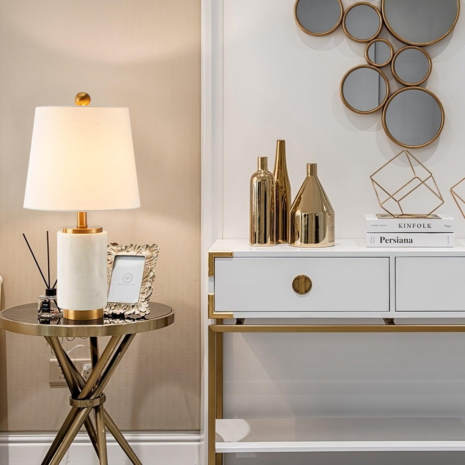 Elegant Joan Marble Table Lamp - Modern Home & Office Decor Lighting for Bedroom, Living Room, and Study Desk