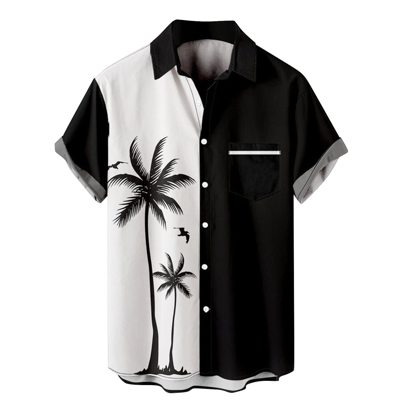 QWENTMTNTY Men's Hawaiian Shirts - Short Sleeve Printed Button Down Beach Shirts with Button Crotch | Tropical Vacation, Summer Party & Casual Wear