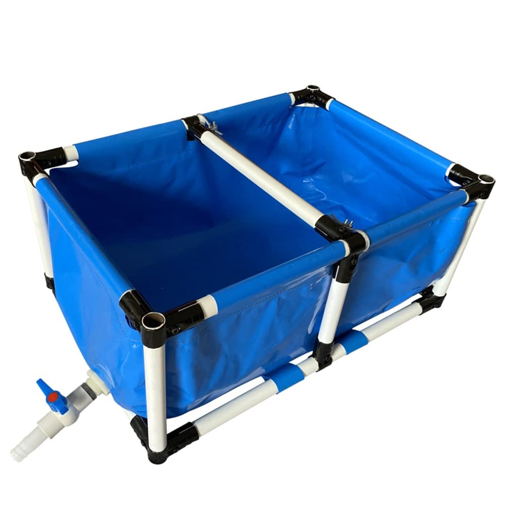 Durable Above Ground Rectangular Aquaculture Tank - 1.5x1x0.6m Thickened PVC Fish Pond with Sturdy Bracket, Easy Setup for Backyard Fish Farming, Shrimp Breeding & Kids Pool (Blue)