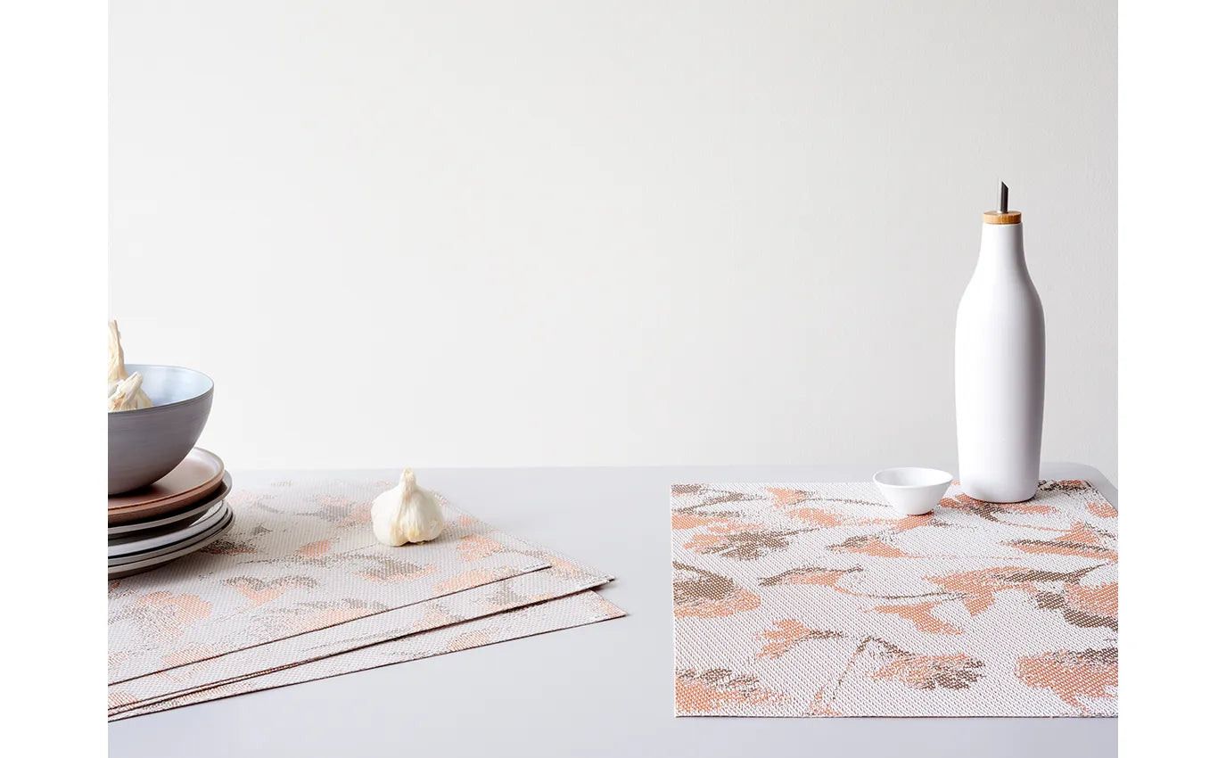 Chilewich Table Mats - Botanic Rectangle Placemats in Sesame | Non-Slip Dining Table Decor for Home & Kitchen | Perfect for Everyday Use, Dinner Parties & Entertaining