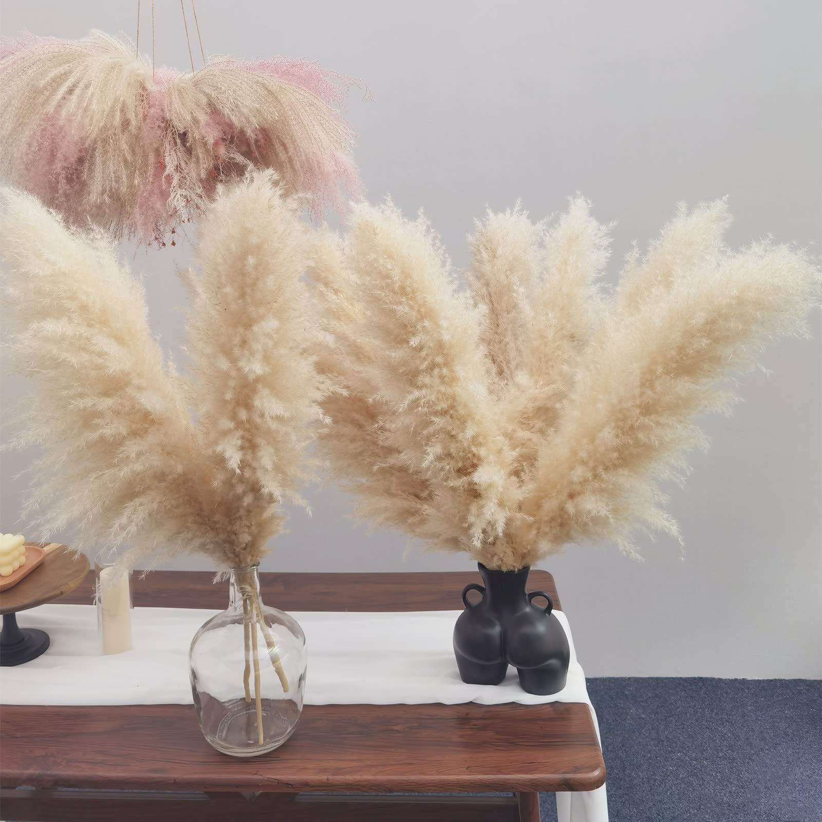 Natural Pampas Grass Bouquet - 4Pcs 35in Dried Boho Decor for Home, Wedding, Centerpieces & Rustic Farmhouse Styling