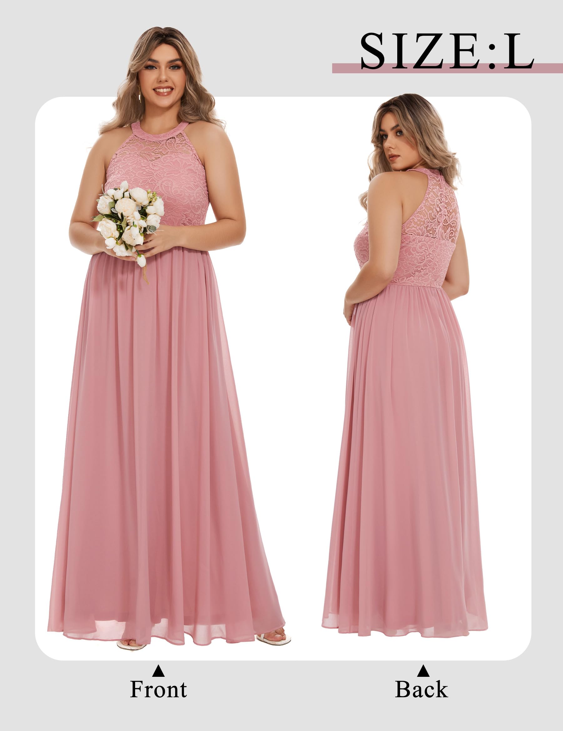 Wedtrend Women's Formal Evening Gown - Elegant Halter Neck Long Prom Dress with Floral Lace for Bridesmaids, Wedding Party, and Special Occasions