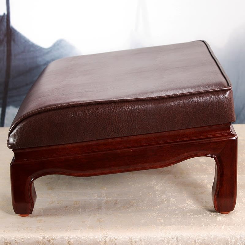 Premium Solid Wood Leather Buddha Mat - Meditation Kneeling Mat for Buddhist Hall, Worship Stool & Kowtow Mat - Home Decoration for Zen Living Room & Prayer Space