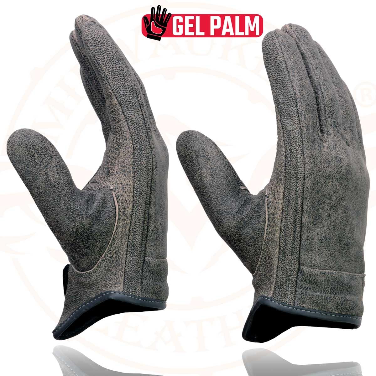 Milwaukee MG7511 Men's Motorcycle Gloves - Grey Leather with Gel Padding & Full Panel Cover for Comfort & Protection | Ideal for Riding, Commuting & Adventure Motorcycles