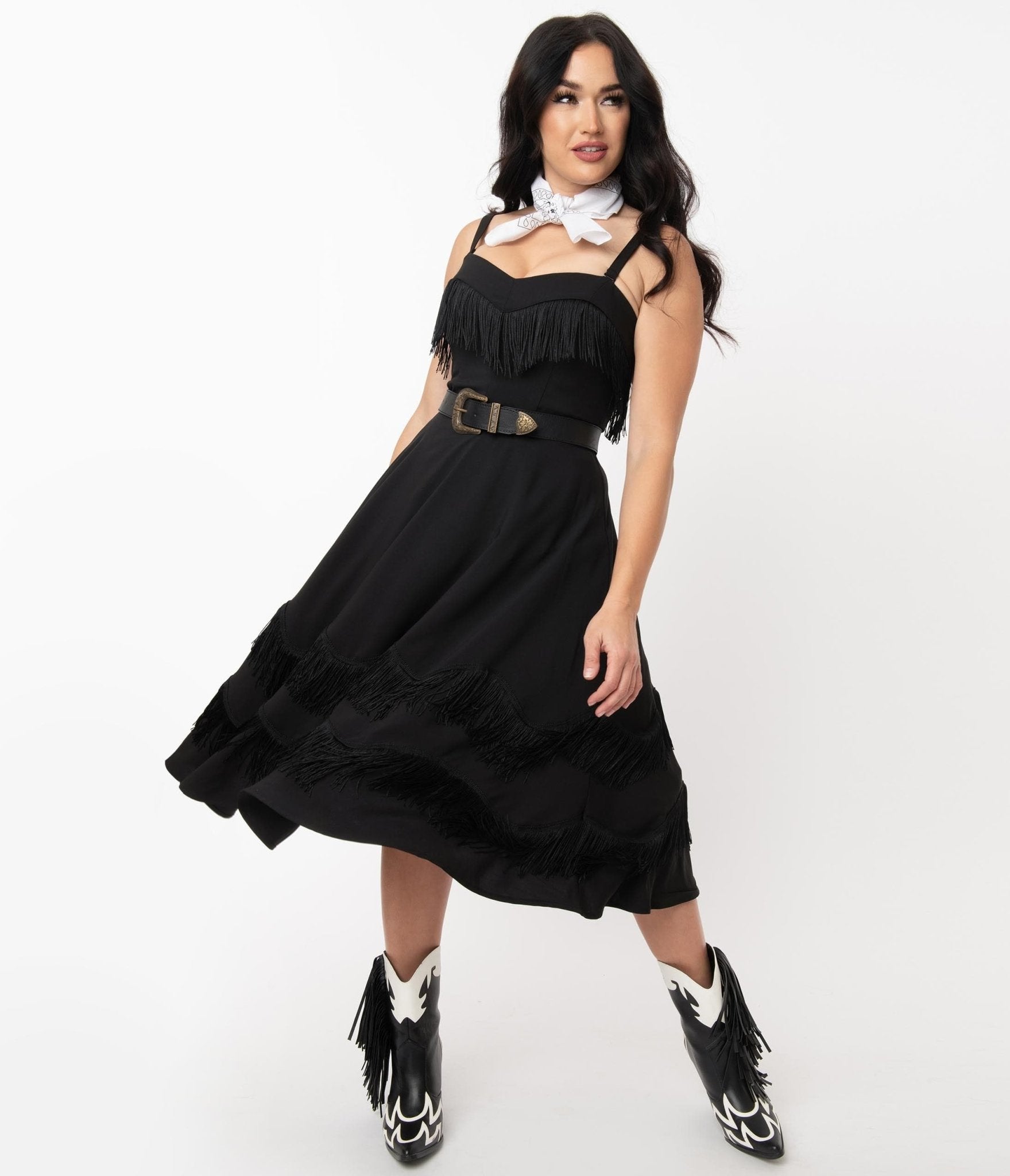 Vintage Black Fringe Swing Dress for Women - Retro 50s Style Party Cocktail Dress for Night Out, Date Night, and Special Occasions