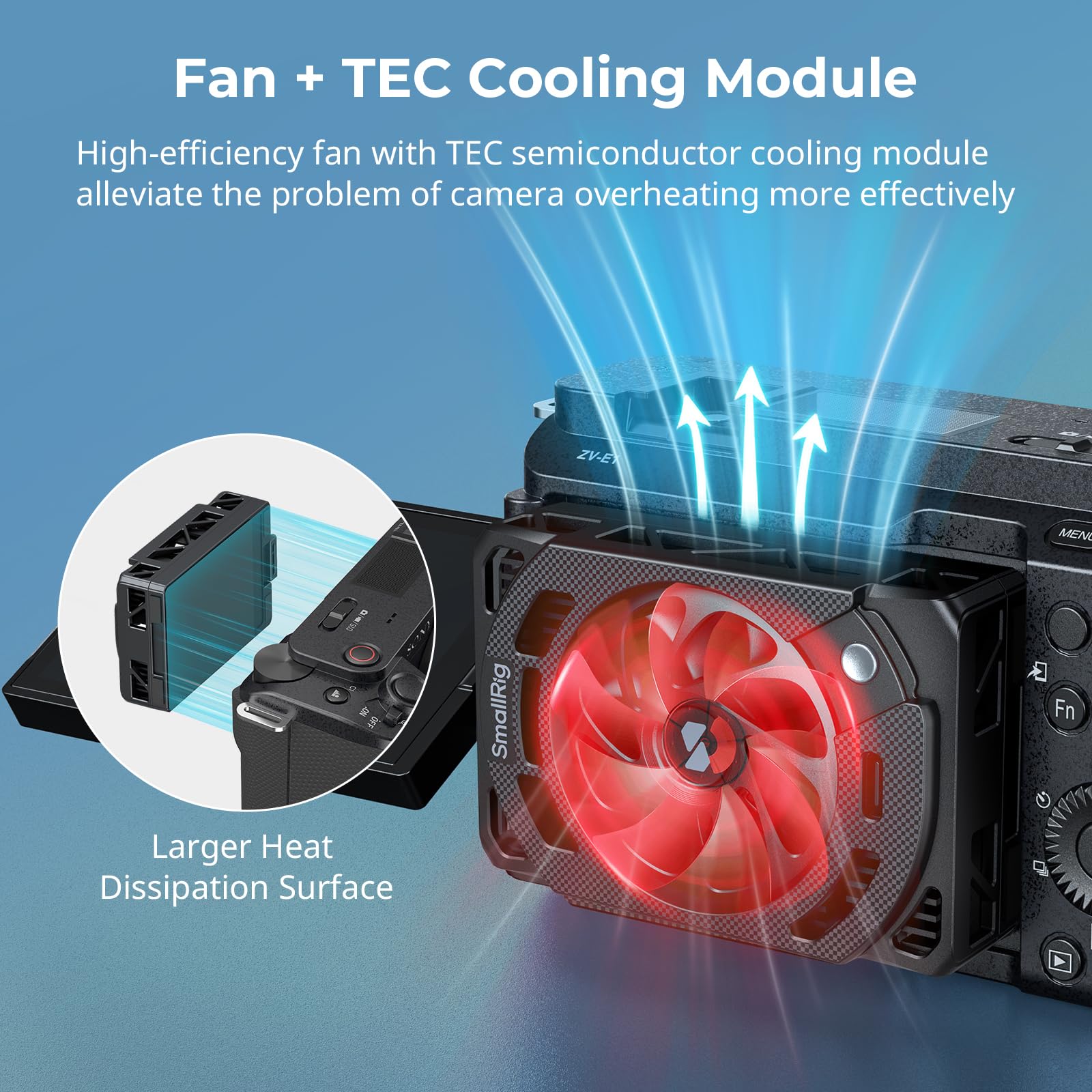 SMALLRIG Camera Cooling Fan with TEC Cooling Module for Sony ZV-E1, ZV-E10, ZV-1, ZV-1F, A7 IV, A7S III, A7C, A7C II, A7CR, A6700, FX3, FX30 - External Cooling System for Sony Mirrorless Cameras - Perfect for Vlogging, Live Streaming & Outdoor Shooting