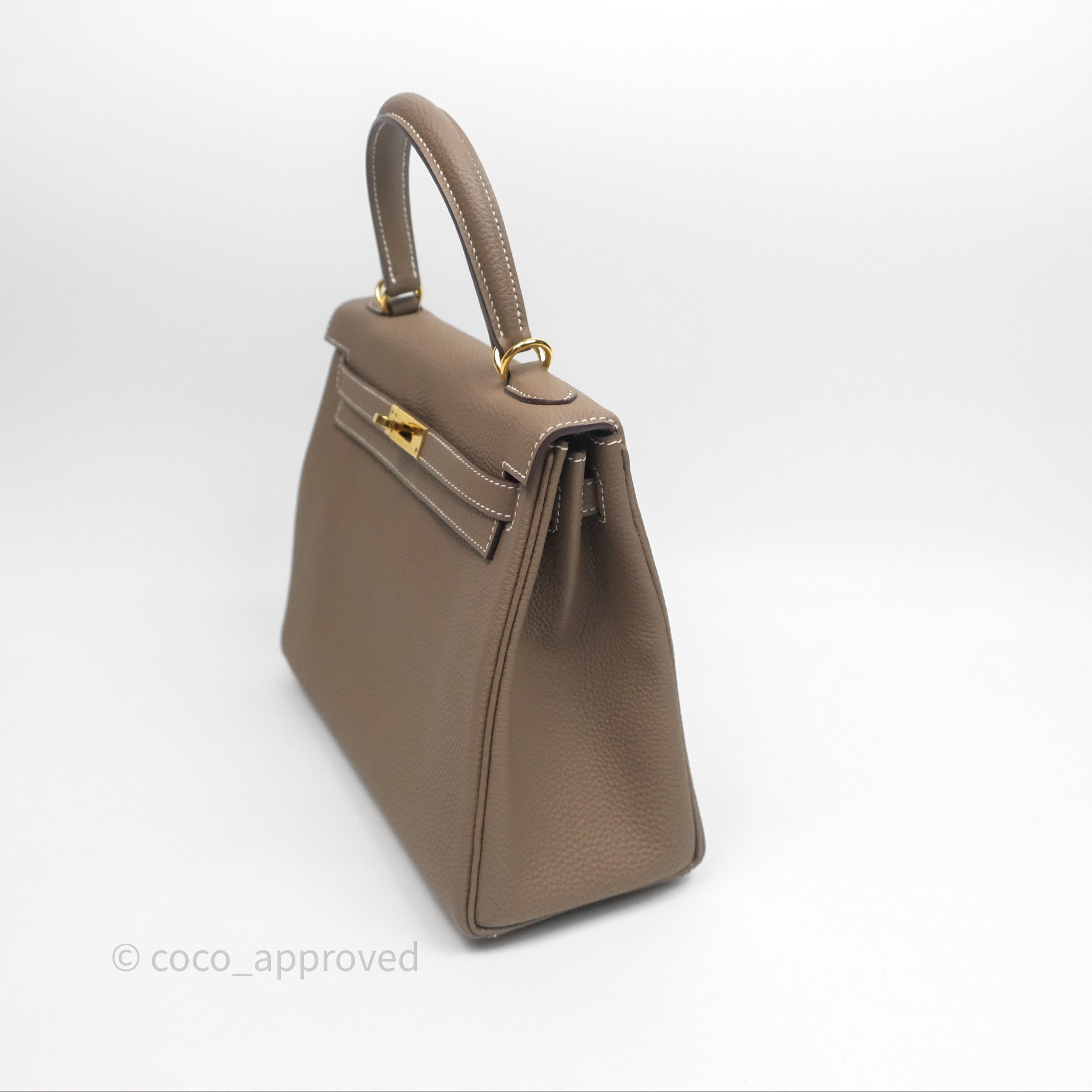 Authentic Hermès Retourne Kelly 25 Bag in Etoupe Togo Leather with Gold Hardware - Luxury Handbag for Women | Perfect for Work, Travel & Special Occasions
