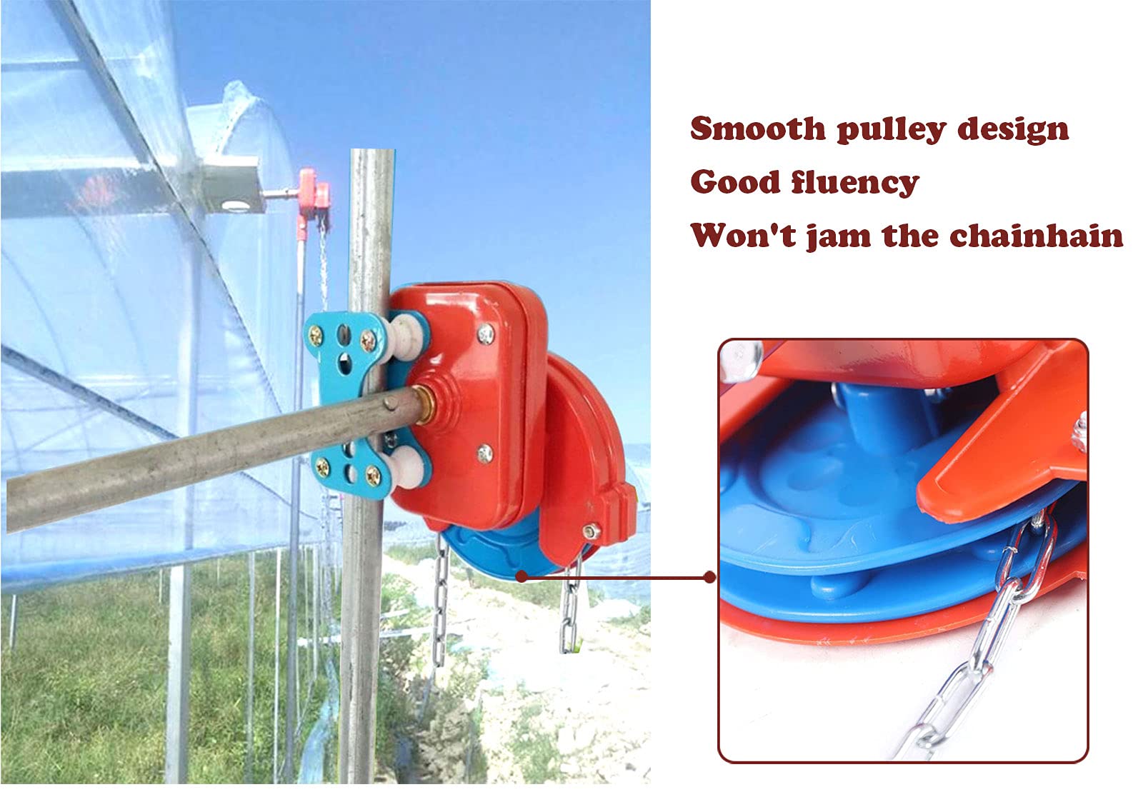 Manual Greenhouse Winch - Film Roll-Up Coiler for Sidewall & Roof Ventilation | Adjustable Chain (4m/6m/8m) | Durable Greenhouse Ventilation Tool for Home Gardens & Commercial Farms