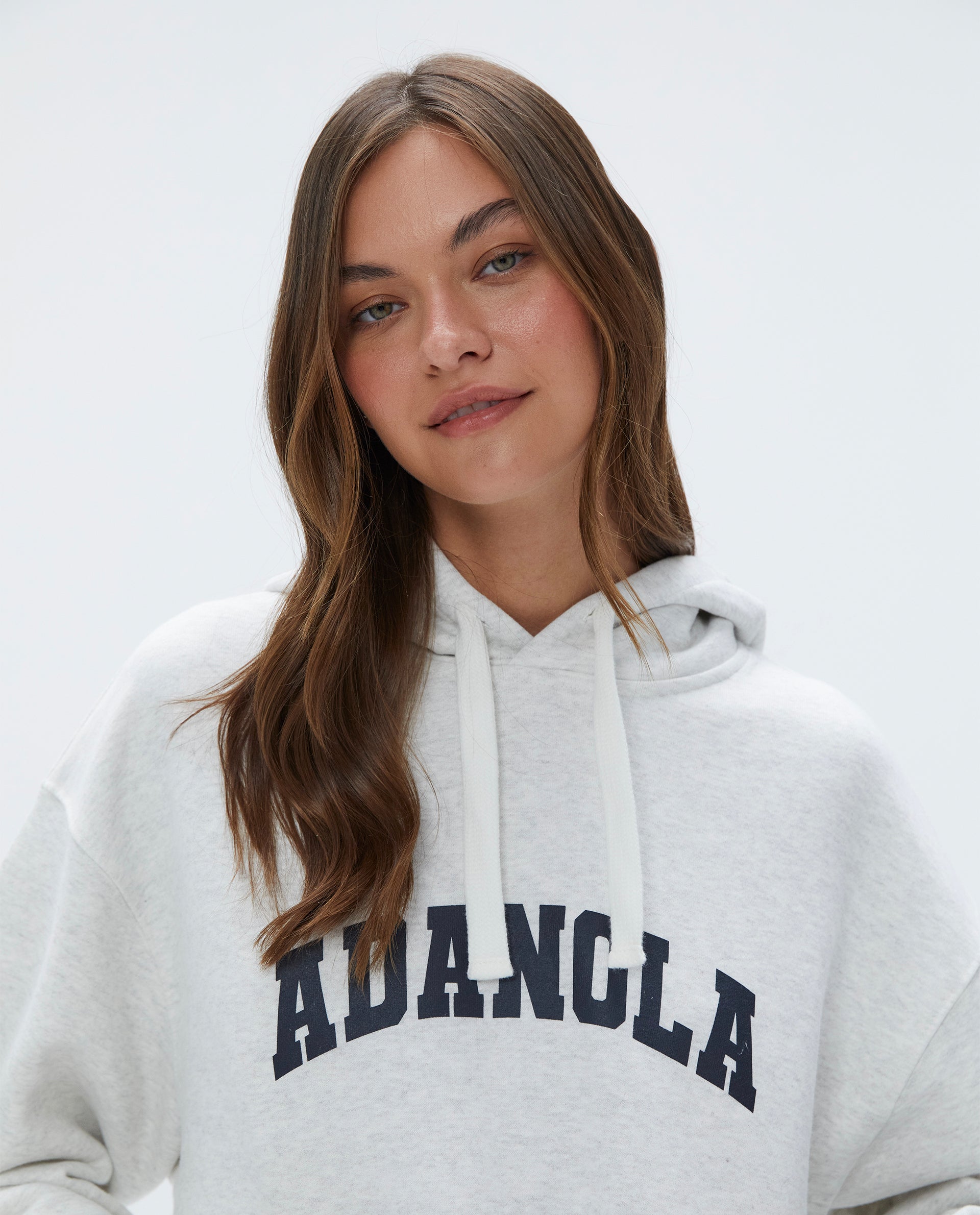 Varsity Relaxed Drawcord Hoodie for Men & Women - Light Grey Melange & Navy Blue - Casual Streetwear for College, Gym, and Everyday Comfort