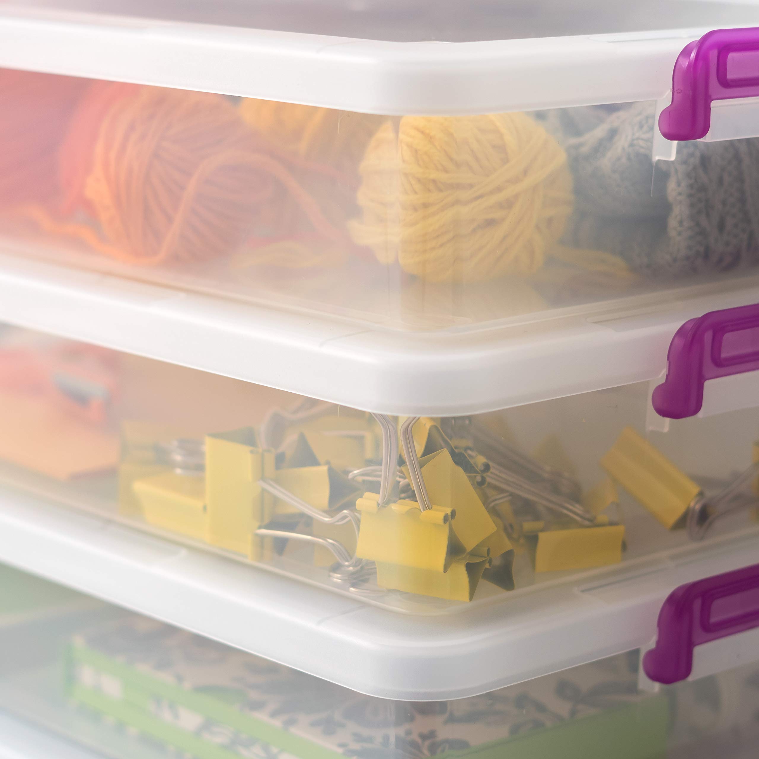 IRIS USA 6 Quart Clear Plastic Storage Bins with Lids - 10 Pack Stackable Organizer Containers for Home, Office, Craft Supplies & Portable Project Cases