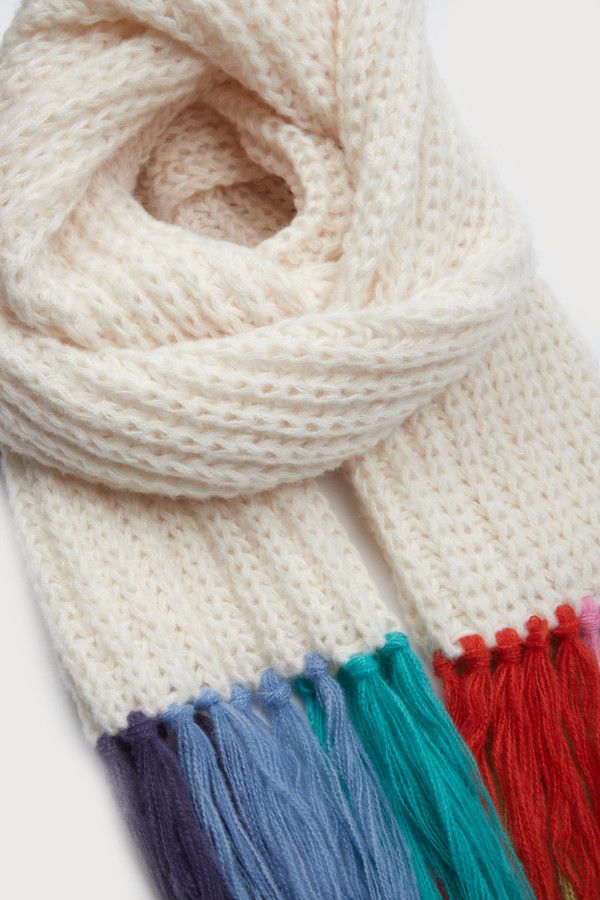 Rainbow Tassel Knitted Scarf - Soft Chunky Winter Wrap for Women & Teens - Perfect for Cold Weather, Fashion Accessories & Gift Giving