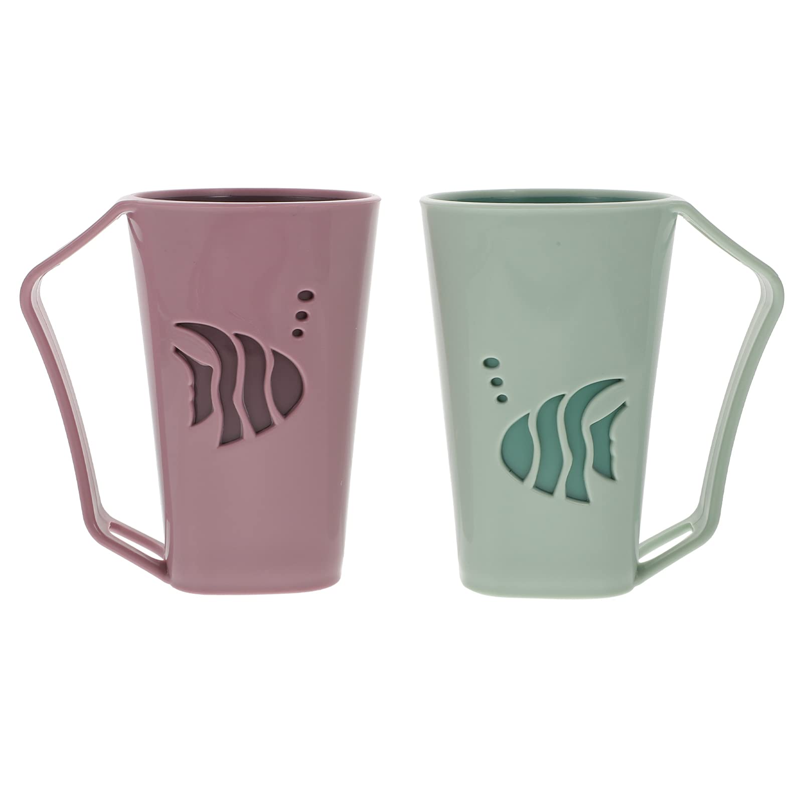 DOITOOL 2-Pack Plastic Toothbrush Holder & Reusable Drinking Cup - BPA-Free Bathroom Organizer, Multifunctional Tumbler for Home, Office, Travel & Camping Use