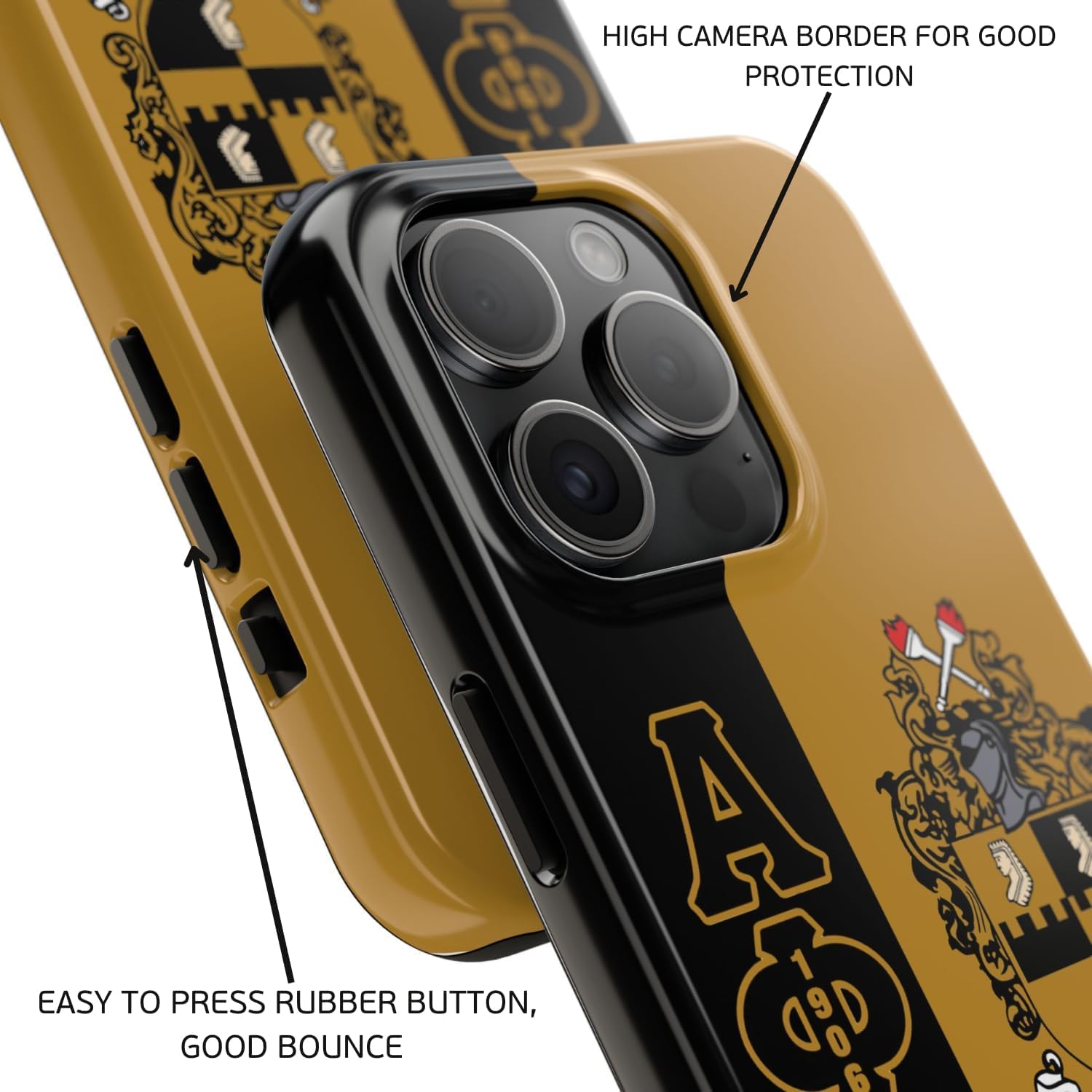 Personalized Alpha Phi 1906 Fraternity Gifts for Men - iPhone 16/15/14/13/12 Pro Max & Galaxy S24/S23 Shockproof Phone Case - Durable TPU Protective Cover with Anti-Scratch Design - Perfect for College Students, Graduation Gifts & Greek Life Accessories