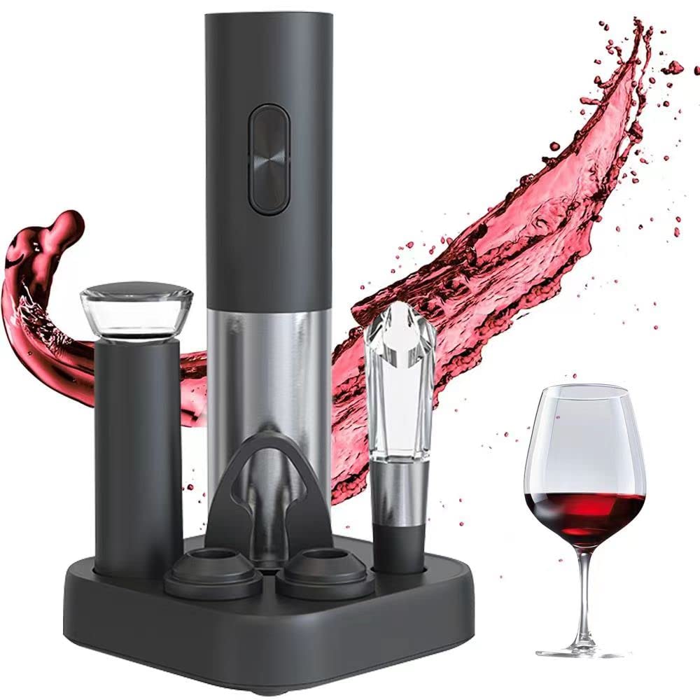 Premium Electric Wine Opener Set - Fast & Easy Automatic Corkscrew with Stainless Steel Foil Cutter - Perfect Gift for Wine Lovers, Sommeliers & Champagne Enthusiasts | Ideal for Home Bars, Dinner Parties & Wine Tasting Events