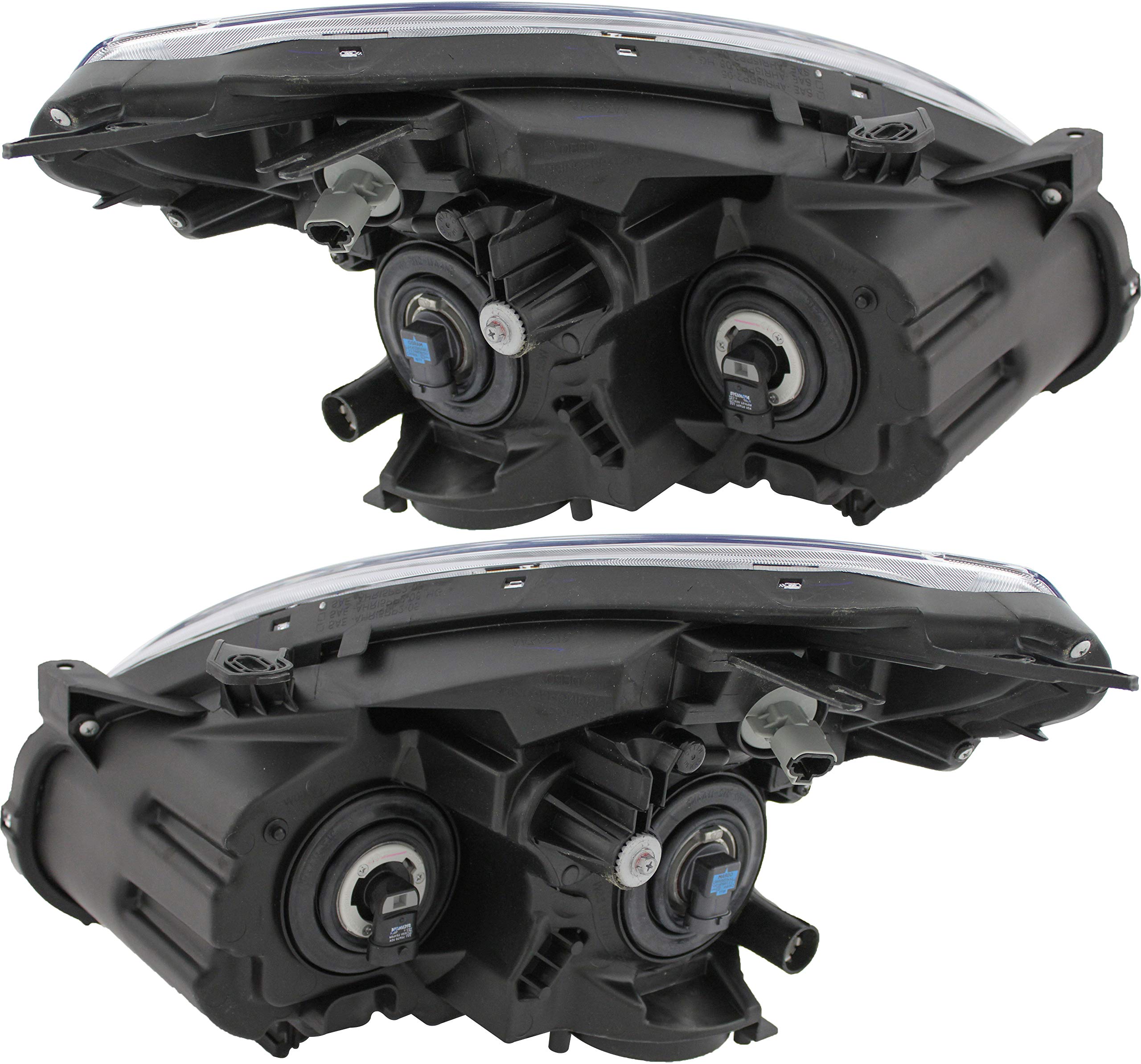 2014-2015 Nissan Rogue Halogen Headlight Assembly Set - Black Trim Replacement for Driver & Passenger Side | Perfect for Night Driving & Foggy Conditions