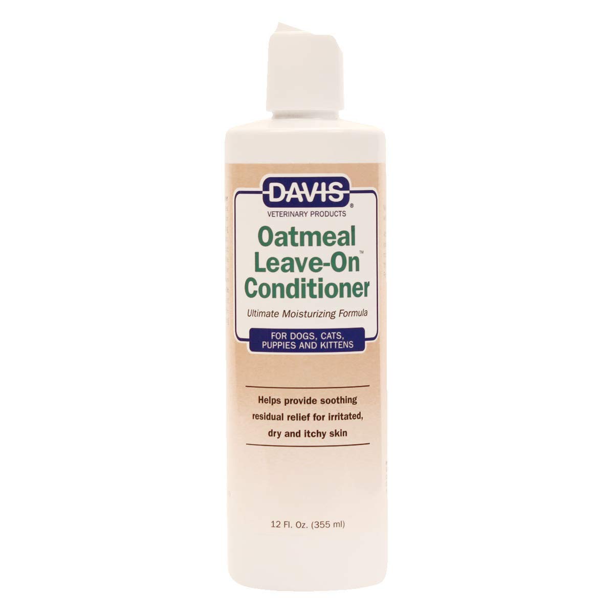 Davis Oatmeal Leave-On Dog & Cat Conditioner for Dry & Itchy Skin - 12 oz (DM112 12) - Soothing Pet Hair Treatment for Bathing & Grooming at Home
