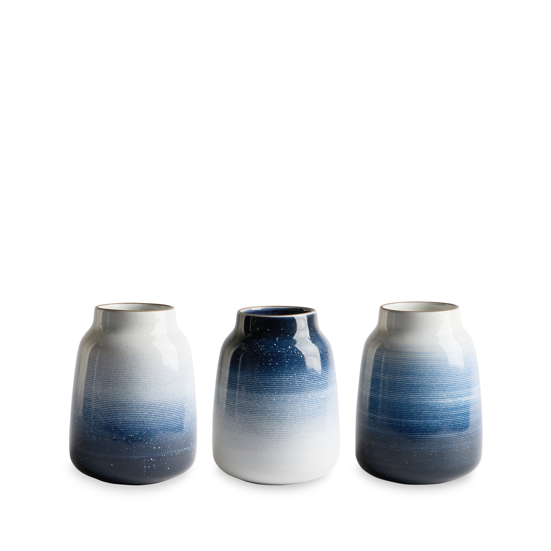 Midnight Blue, Stillwater Green & Opaque White Wide Vase - Elegant Floral Centerpiece for Home Decor, Wedding, Dining Table & Office Arrangements