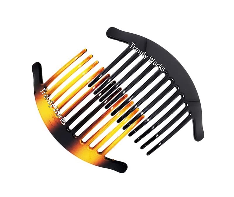 Trendy 2-Piece Hair Side Combs & Clips - Non-Slip Juda Comb Bun Hair Accessories for Women & Girls (Black, Brown) - Perfect for Updos, Ponytails & Everyday Styling