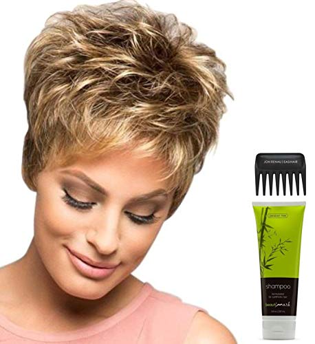 Raquel Welch Winner Petite Wig Bundle - 4 Items Including Synthetic Wig, Christy's Wigs Q&A Booklet, BeautiMark Shampoo & Wide Tooth Comb (Color R14/25) - Perfect for Cosplay, Daily Wear & Hair Loss Solutions