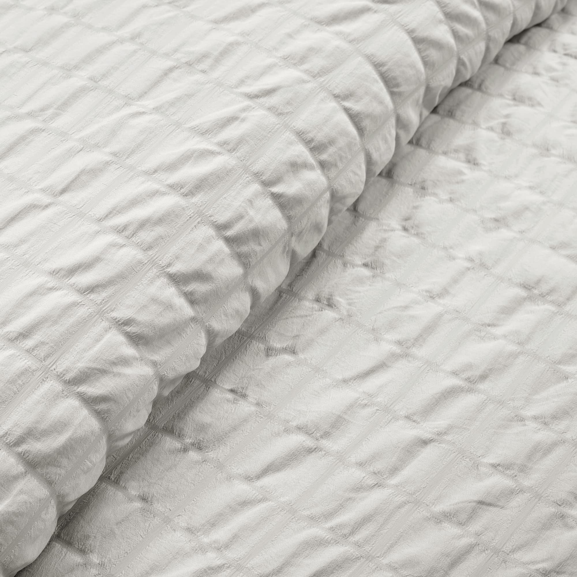 Lush Decor Crinkle Dobby Comforter Set - Full/Queen, Light Gray for Cozy Bedroom