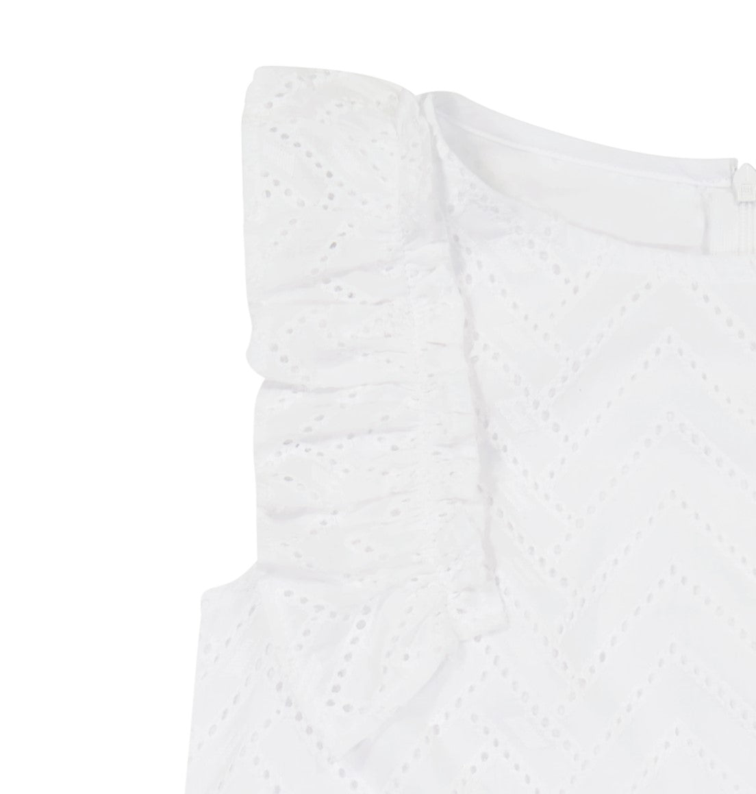 Grace Ruffle Sleeve Shift Dress - White Eyelet Lace Summer Dress for Women, Perfect for Beach Vacation, Garden Party & Casual Outings