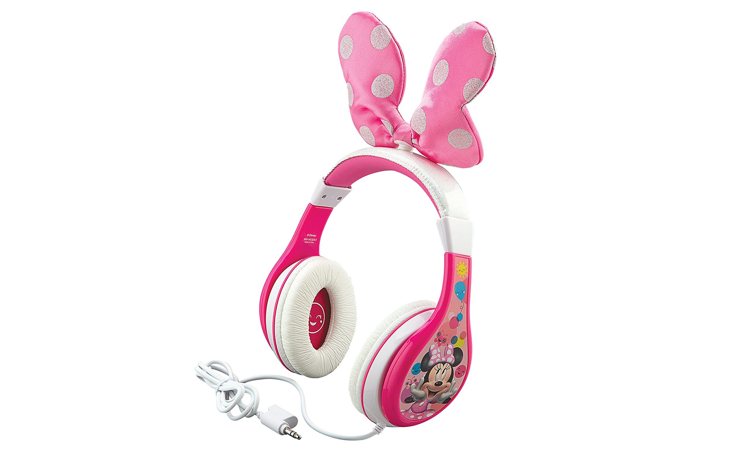 eKids iHome Minnie Mouse Wireless Bluetooth Headphones for Kids - Cute Disney Character Design, Volume Limited Safe Listening, Perfect for School, Travel & Playtime