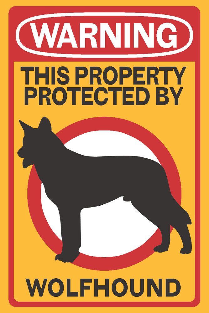 Wolfhound Warning - 16x24 Giclee Art Print, Vivid Textured Wall Decor for Living Room, Bedroom & Office | Premium Gallery Quality Canine Artwork