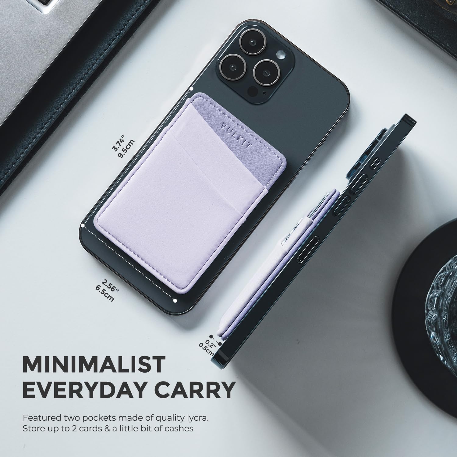 VULKIT Magnetic Phone Wallet for MagSafe - Slim RFID Blocking Card Holder for iPhone 16/15/14/13/12 Series - Secure Wallet Case with Strong Magnets (Violet) | Perfect for Daily Commute, Travel & Contactless Payments