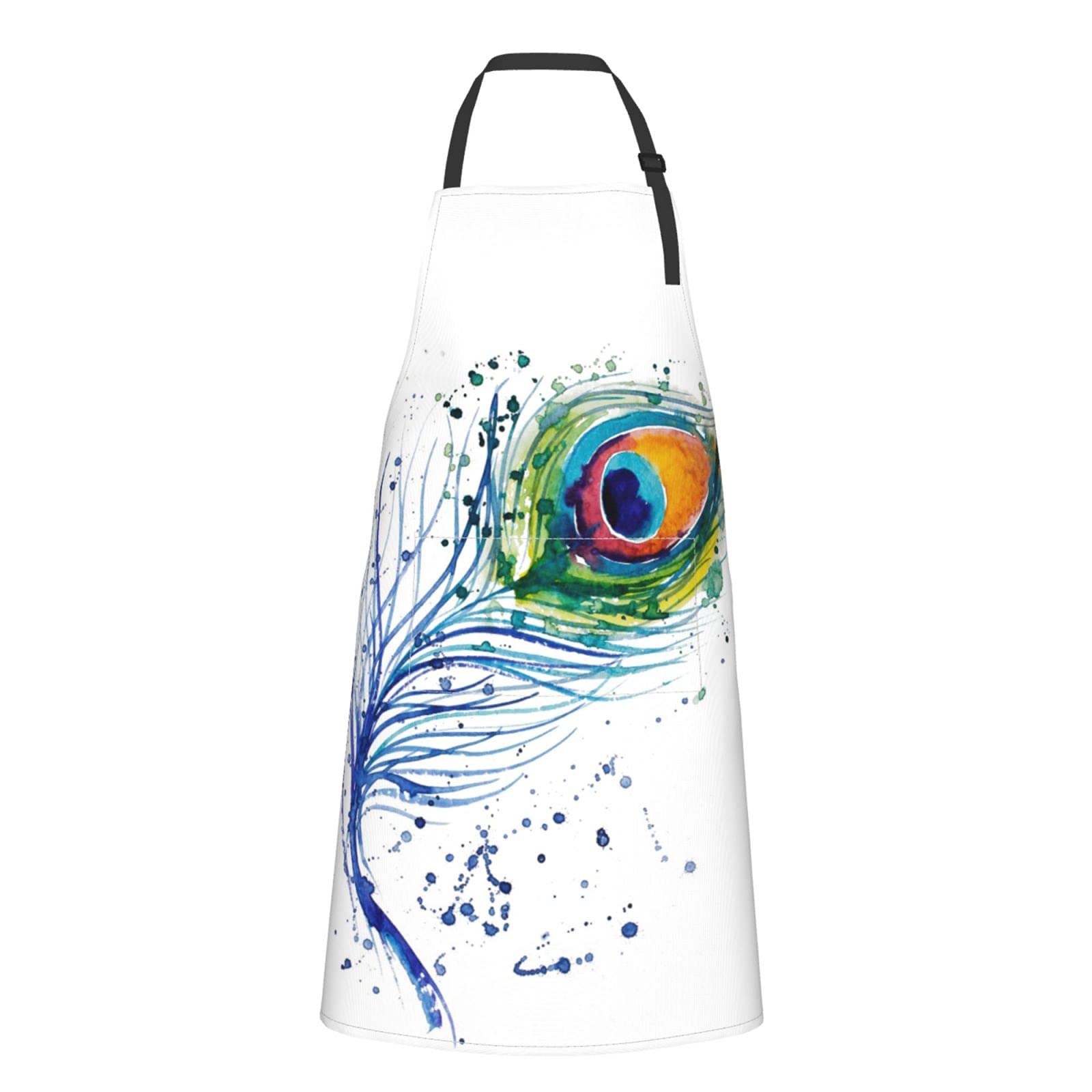 Peacock Watercolor Waterproof Apron for Men & Women with Pockets - Kitchen Cooking, Baking, Painting & Crafting Protective Bib