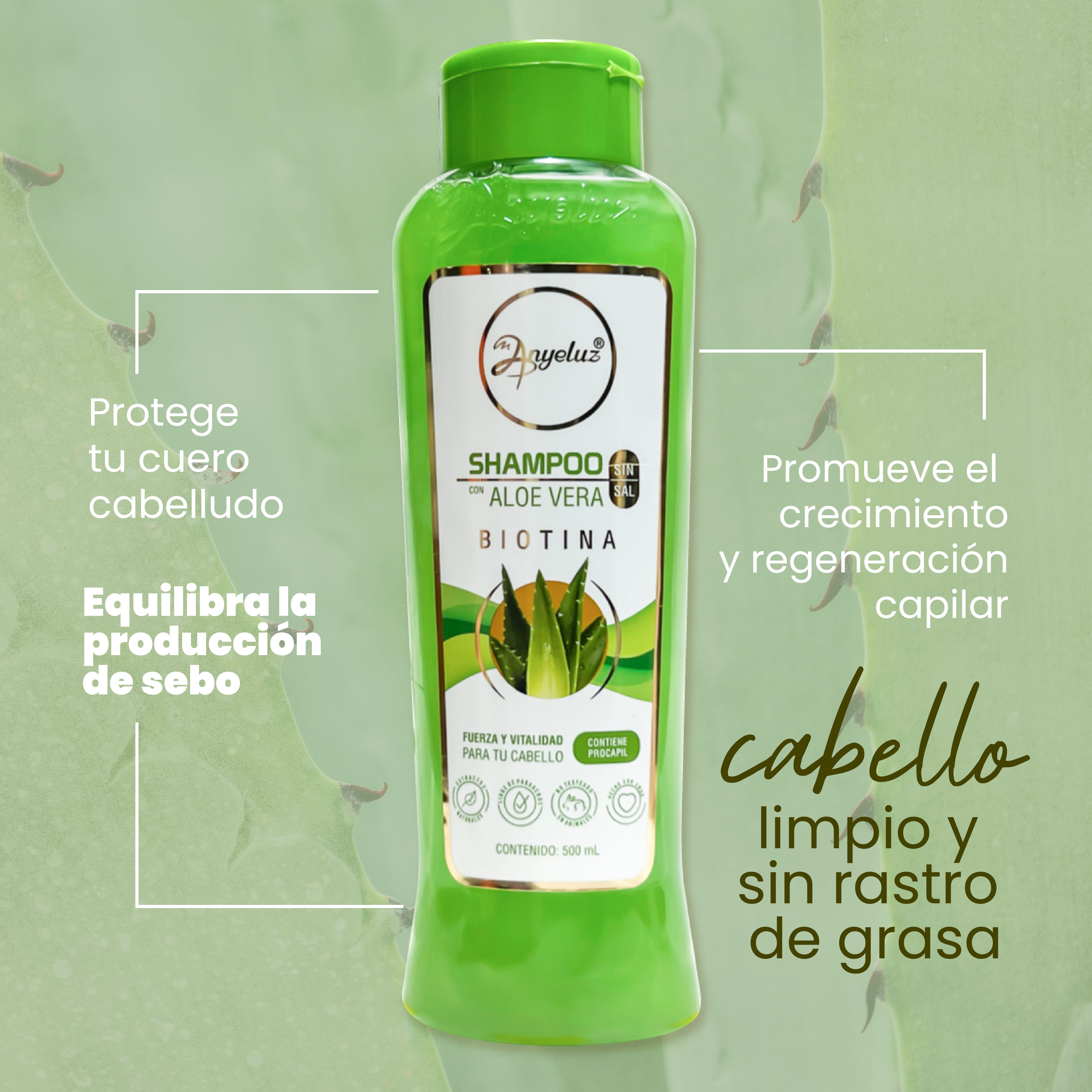 Aloe Vera Shampoo by ANYELUZ - Hydrating & Soothing Hair Care for Dry & Damaged Hair - Perfect for Daily Use & Scalp Relief