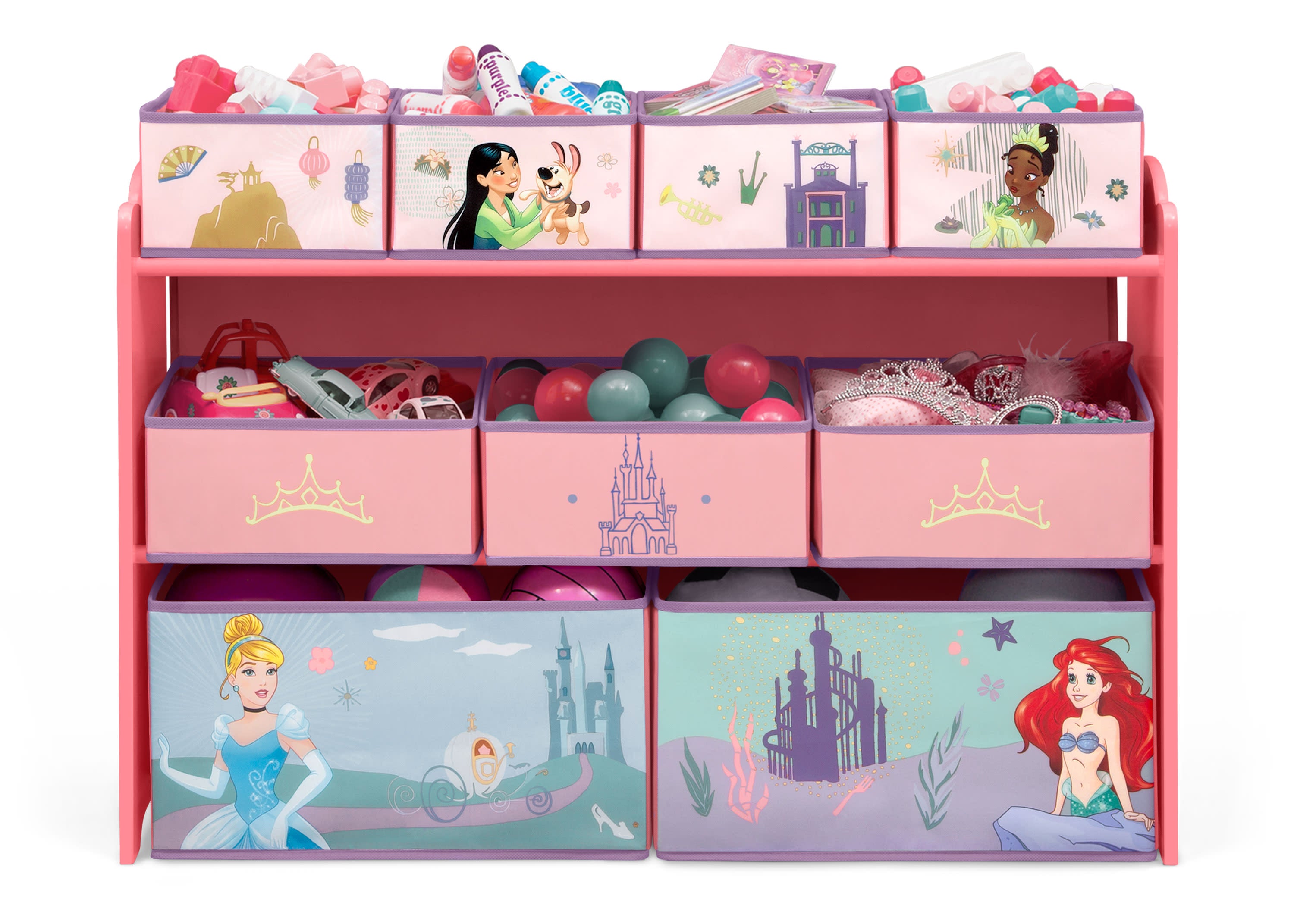 Princess Deluxe 9-Bin Toy Organizer with Storage Baskets - Perfect for Kids' Room, Playroom & Nursery Organization