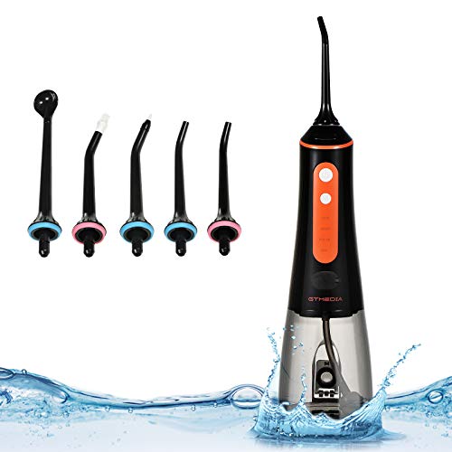 **Cordless Water Flosser for Teeth Cleaning - Portable Rechargeable Oral Irrigator with 300ML Detachable Tank, IPX7 Waterproof, 4 Modes & 5 Jet Tips - Perfect for Home, Travel, and Dental Care**