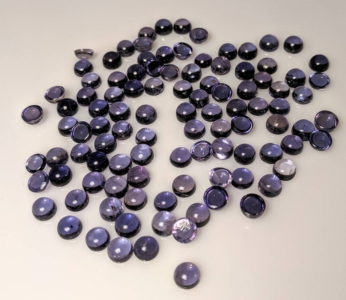 Natural Genuine Violet Blue Iolite Gemstones - 2/4/6/8/10pc 5mm Round Cabochon Loose Stones for Jewelry Making, Healing Crystals & DIY Crafts (Perfect for Rings, Necklaces & Spiritual Healing)