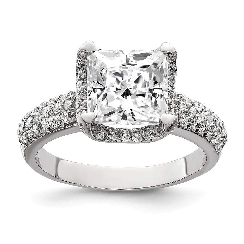 925 Sterling Silver Square Cubic Zirconia CZ Band Ring - Elegant Engagement & Wedding Jewelry for Women | Perfect Gift for Her, Anniversary, Valentine's Day & Special Occasions