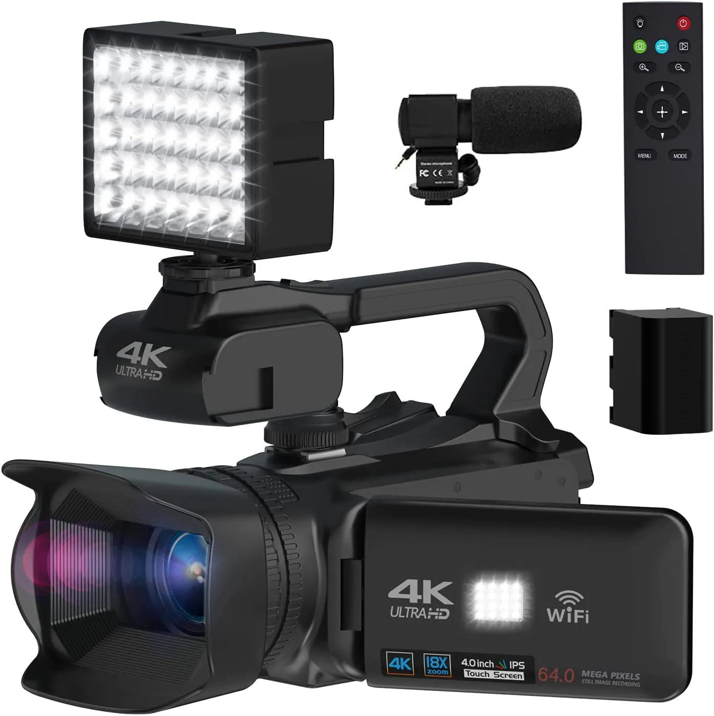 ZIHOTEK HD 4K Digital Video Camera with WiFi, 3.0