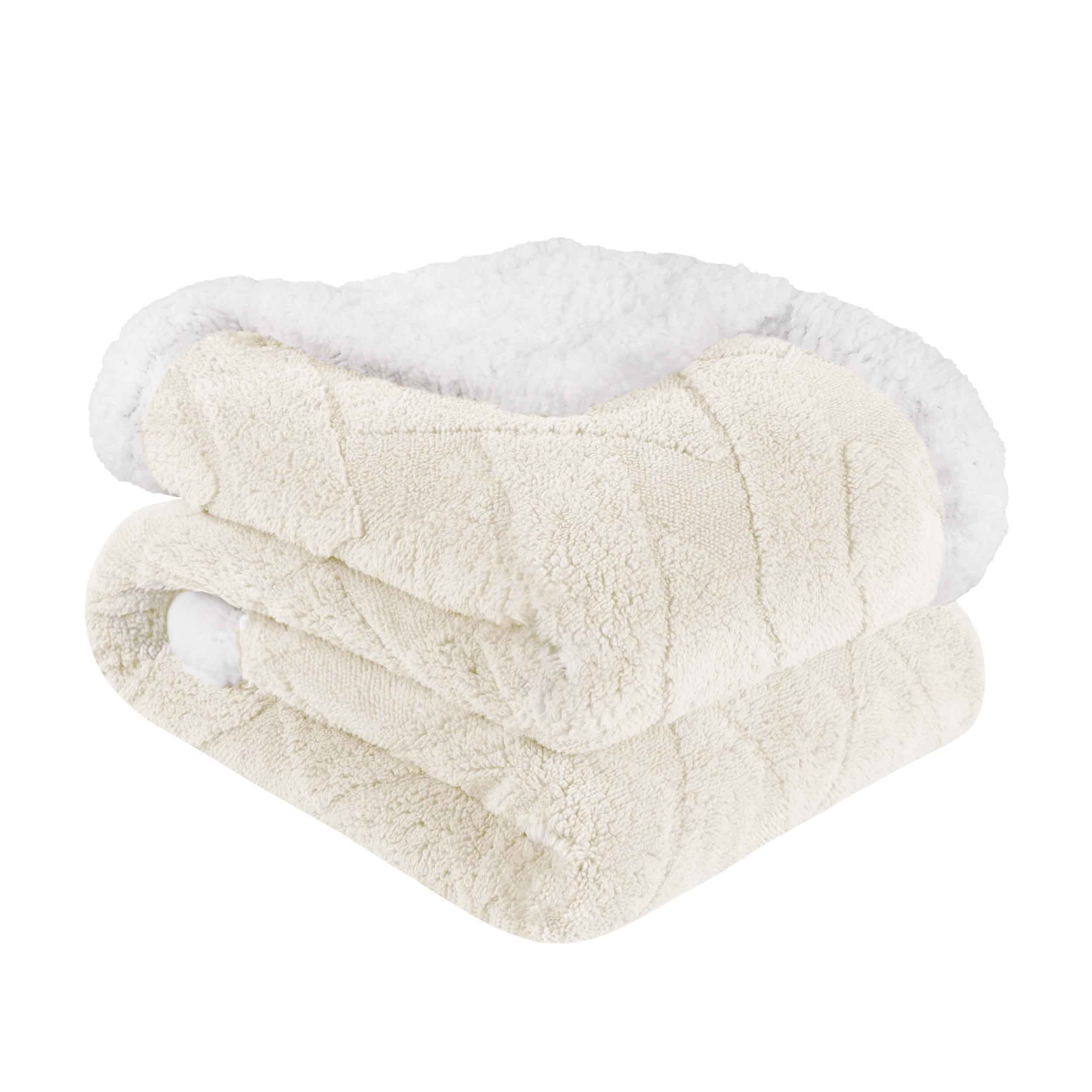 Nuuk Reversible Jacquard Lattice Plush Sherpa Fleece Blanket - Ultra Soft & Warm Winter Throw for Couch, Bed & Travel - Cozy Home Decor Gift for Christmas & Cold Weather